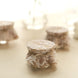 Set of 6 | Natural Jute Linen / White Lace Fabric Mason Jar Lid Covers With Jute String