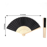5 Pack Black Asian Silk Folding Fans Party Favors, Oriental Folding Fan Favors