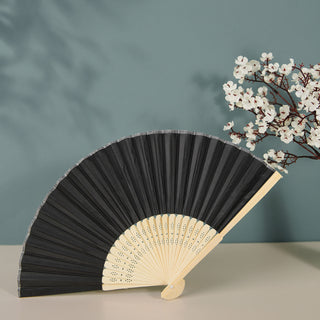Black Asian Silk Folding Fans: Add Elegance to Your Event Decor