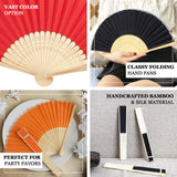 5 Pack Mint Asian Silk Folding Fans Party Favors, Oriental Folding Fan Favors