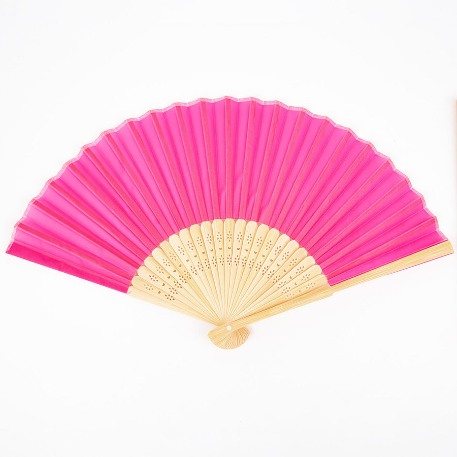 5 Pack Fuchsia Asian Silk Folding Fans Party Favors, Oriental Folding Fan Favors#whtbkgd
