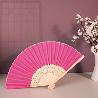 Add a Touch of Elegance with Fuchsia Asian Silk Folding Fans
