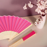 5 Pack Fuchsia Asian Silk Folding Fans Party Favors, Oriental Folding Fan Favors