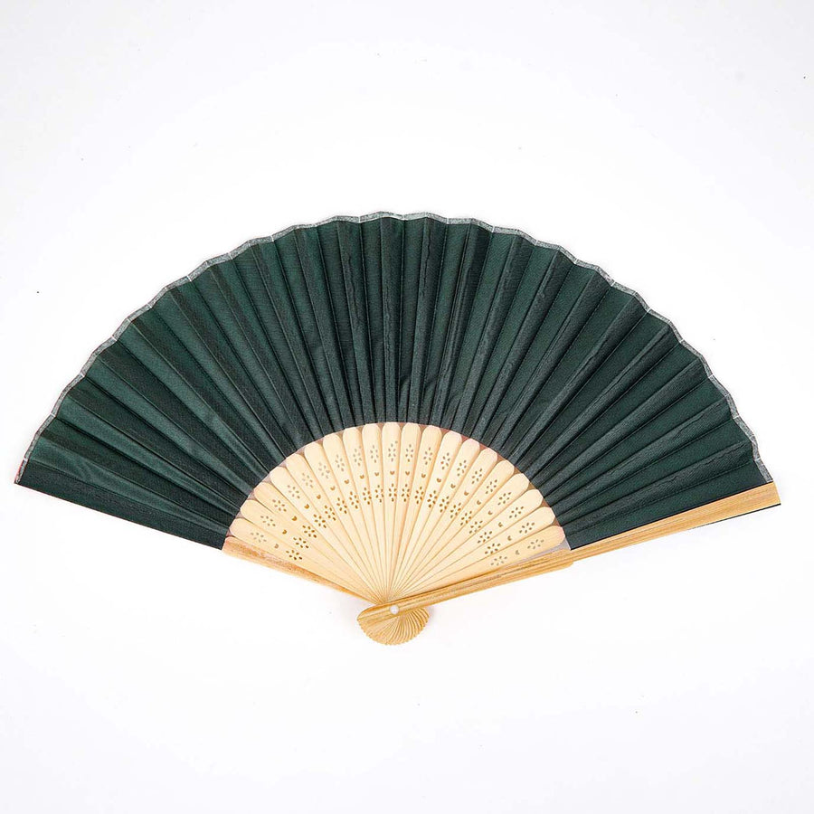 5 Pack Hunter Emerald Green Asian Silk Folding Fans Party Favors, Oriental Folding Fan Favor#whtbkgd