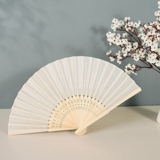 Elegant Ivory Asian Silk Folding Fans for Stylish Event Decor