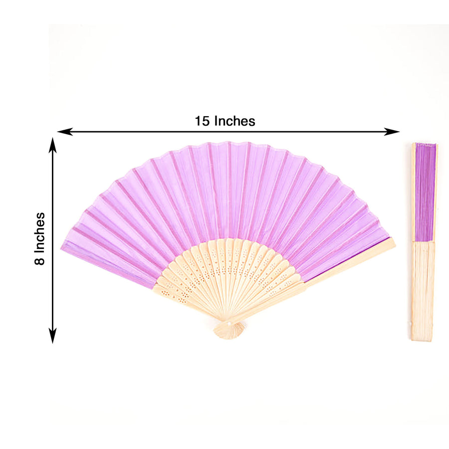 5 Pack Lavender Lilac Asian Silk Folding Fans Party Favors, Oriental Folding Fan Favors