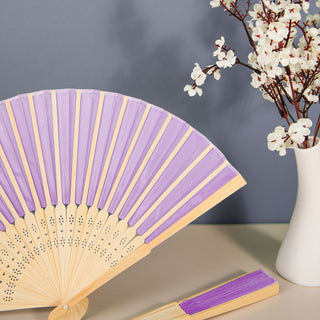 Lavender Lilac Asian Silk Folding Fans - The Perfect Party Favors