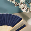 5 Pack | Navy Blue Asian Silk Folding Fans Party Favors