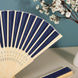 5 Pack Navy Blue Asian Silk Folding Fans Party Favors, Oriental Folding Fan Favors