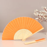5 Pack Orange Asian Silk Folding Fans Party Favors, Oriental Folding Fan Favors