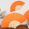 5 Pack | Orange Asian Silk Folding Fans