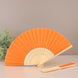 5 Pack Orange Asian Silk Folding Fans Party Favors, Oriental Folding Fan Favors