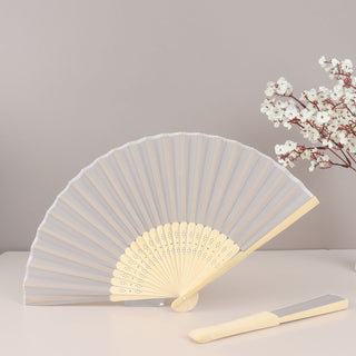 Elegant Silver Asian Silk Folding Fans for Stylish Event Decor