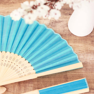 Enhance Your Event with Turquoise Asian Silk Folding Fans