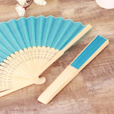 5 Pack Turquoise Asian Silk Folding Fans Party Favors, Oriental Folding Fan Favors
