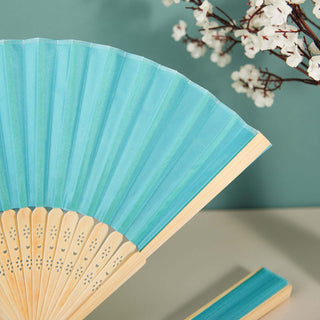 Turquoise Asian Silk Folding Fans: The Ultimate Party Decor