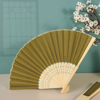 Olive Green Asian Silk Folding Fans - The Ultimate Party Favor