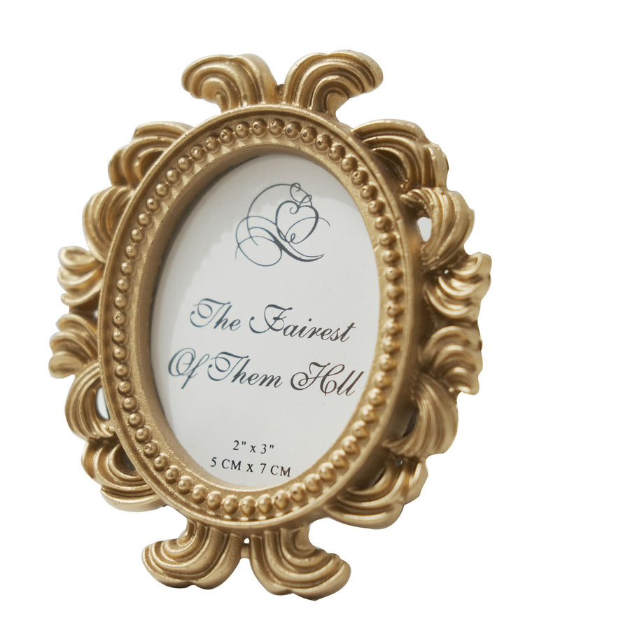 Gold Resin 4" Decorative Baroque Oval Party Favors Picture Frame, Beaded Place Card Holders#whtbkgd