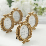 4 Pack | Gold Resin 4" Decorative Baroque Oval Party Favors Picture Frame, Beaded Place Card Holders
