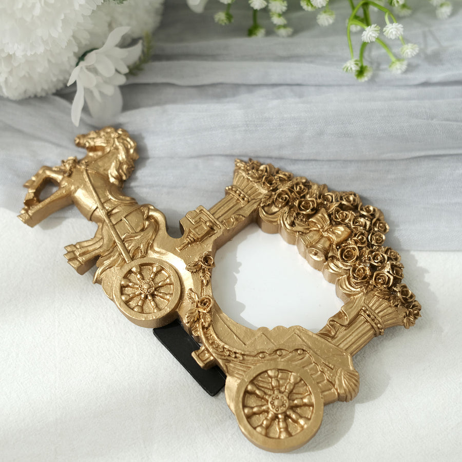 7inch Gold Horse Carriage Resin Picture Frame Wedding Party Favor, European Style Place Card Holder