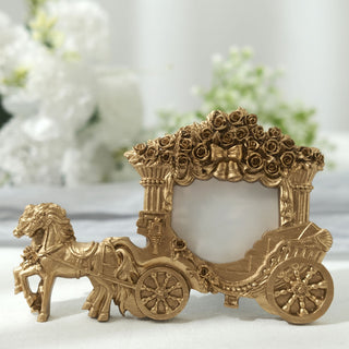Elegant Gold Horse Carriage Resin Picture Frame for Wedding Party Favors