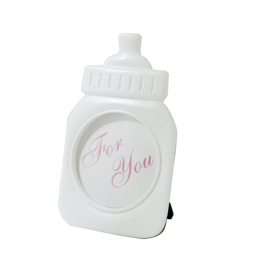 White Resin 4inch Baby Feeding Bottle Picture Frame Party Favors, Baby Shower Favors#whtbkgd