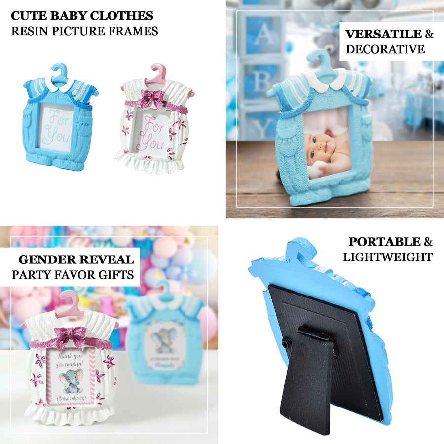 Cute 4inch Newborn Baby Boy Blue Clothes Resin Party Favors Picture Frame, Baby Shower Gender