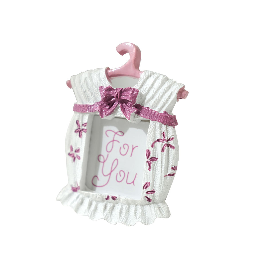 Cute 4inch Newborn Baby Girl Pink Clothes Resin Picture Frame, Baby Shower Party Favors#whtbkgd