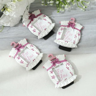 Cute 4" Newborn Baby Girl Pink Clothes Resin Party Favors Picture Frame