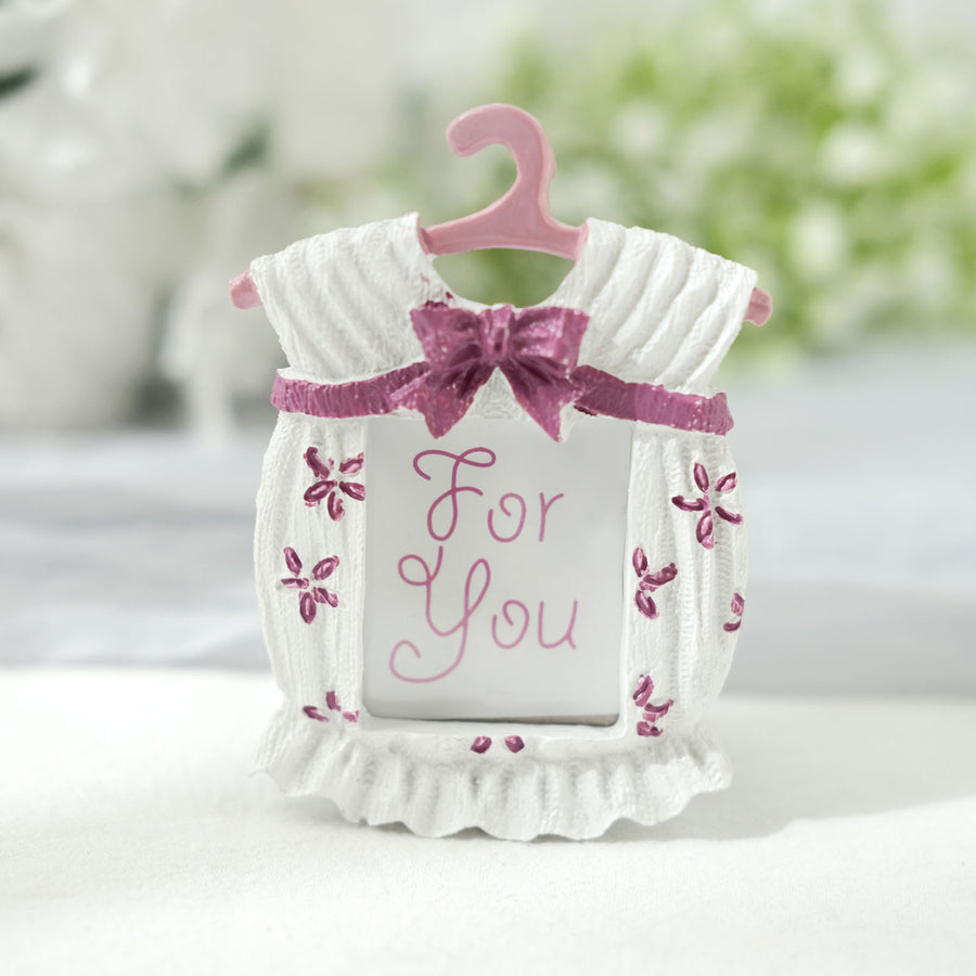 4 Pack | Cute 4inch Newborn Baby Girl Pink Clothes Resin Picture Frame, Baby Shower Party Favors