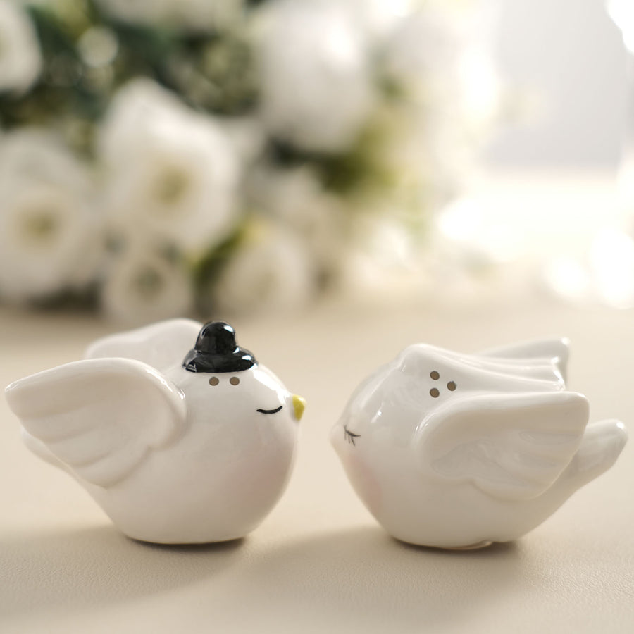 Bride And Groom Love Birds Salt And Pepper Shaker Party Favors, Wedding Favor In Pre-Packed Gift Box