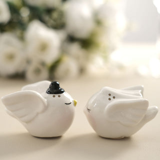Charming White Bride And Groom Love Birds Salt And Pepper Shaker Party Favors