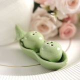 Two Peas In A Pod Green Ceramic Salt & Pepper Shaker Set, Wedding Party Shower Favors Gift Box