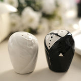 2.5inch Bride/Groom Ceramic Salt And Pepper Shaker Set, Wedding Party Favors#whtbkgd