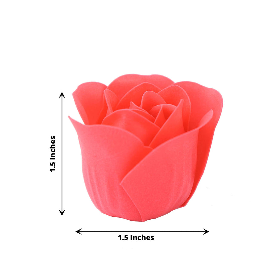 4 Pack | 24 Pcs Coral Scented Rose Soap Heart Shaped Party Favors With Gift Boxes And Ribbon