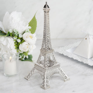 Elegant Silver Metal Eiffel Tower Table Centerpiece