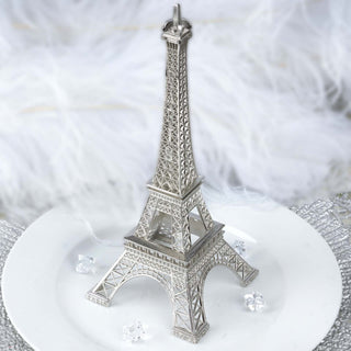 Elegant Silver Metal Eiffel Tower Table Centerpiece