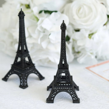6" Black Metal Eiffel Tower Table Centerpiece, Decorative Cake Topper
