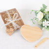 Heart Shaped Bamboo Brie Cheese Board and Knife Set Party Favor Clear Gift Box, Ribbon Thank You Tag