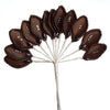 144 Pack | 6inch Chocolate Wired Poly Craft Leaves With Faux Pearls and Rhinestones#whtbkgd