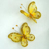 12 Pack | 2inch Gold Diamond Studded Wired Organza Butterflies