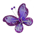 12 Pack | 2inch Purple Diamond Studded Wired Organza Butterflies#whtbkgd