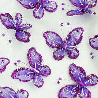 Glamorize Your Decorations with Studded Purple Diamond Butterflies