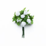 144 Pcs White Wired Rose Flowers For Bridal Bouquet Craft Embellishment