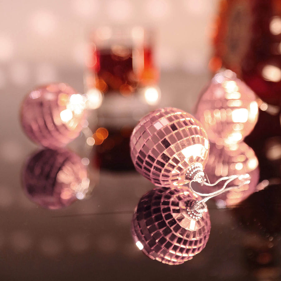2inch Blush / Rose Gold Foam Disco Mirror Ball With Hanging Strings, Holiday Christmas Ornaments