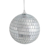 4 Pack | Silver Foam Disco Mirror Ball With Hanging Strings, Holiday Christmas Ornaments#whtbkgd