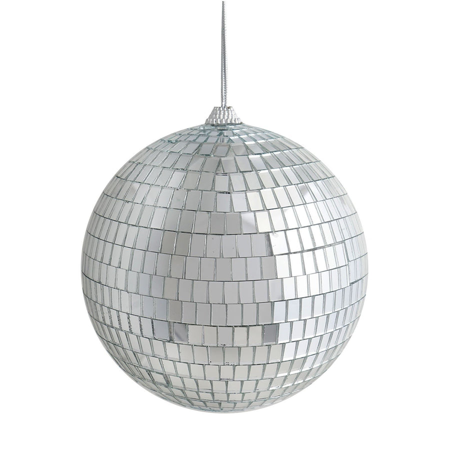 4 Pack | 6inches Silver Foam Disco Mirror Ball With Hanging Strings, Holiday Christmas Ornaments
