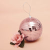 6inch Blush / Rose Gold Foam Disco Mirror Ball With Hanging Strings, Holiday Christmas Ornaments