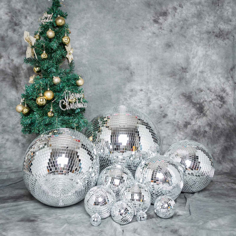 16inches Large Silver Foam Disco Mirror Ball With Hanging Swivel Ring, Holiday Party Decor