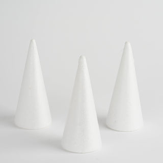 24 Pack | 6" White Styrofoam Cone for DIY Crafts